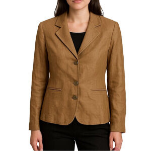 Vintage Anne Klein 100% linen Brown Blazer SZ Large